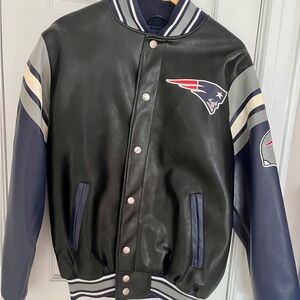 NFL Patriots Black and Blue Varsity Jacket